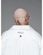 Рубашка oversize с принтом и вышивкой Х белая