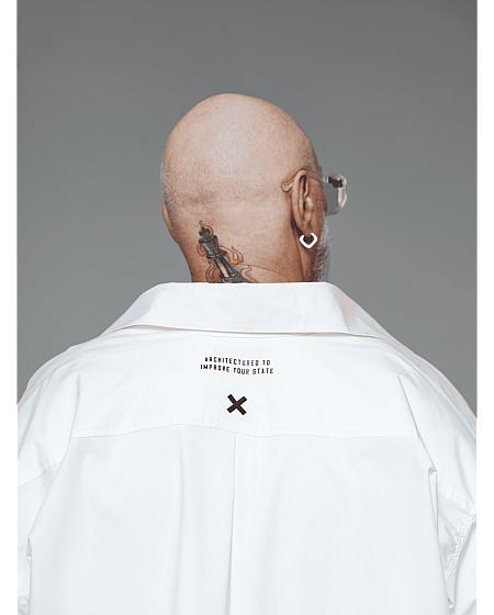 Сорочка oversize з принтом та вишивкою біла