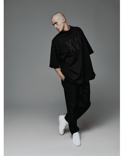 Джоггеры из стрейч-коттона черные мужские