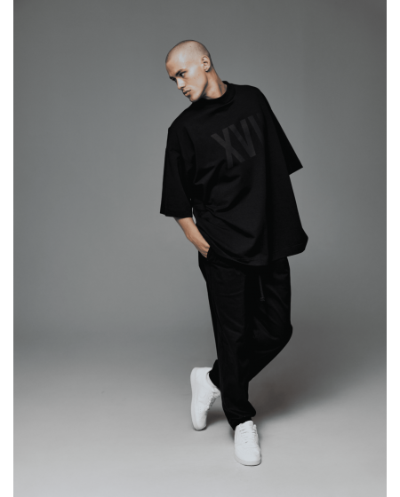 Джоггеры из стрейч-коттона черные мужские