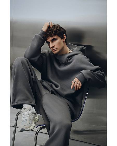 Set Steel [HIGH NECK HOODIE / RELAXED fit WIDE joggers]