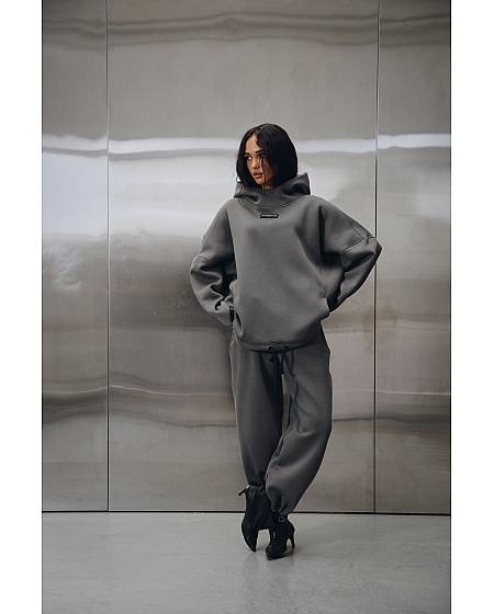 Set Steel [HIGH NECK HOODIE / RELAXED fit WIDE joggers]