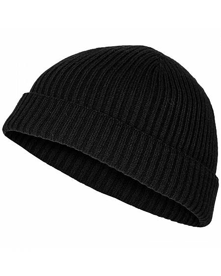 Short black wool hat beanie