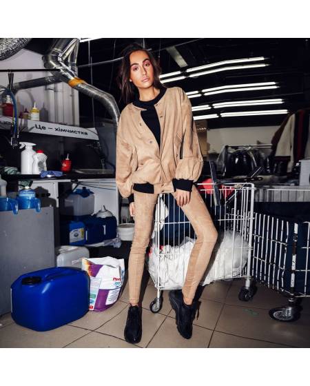 Бомбер жіночий Oversize бежевий