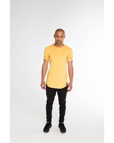 T-shirt man's basic with a round bottom yellow