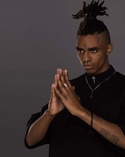 Футболка OVERSIZE со стойкой вышивка КРЕСТ черная