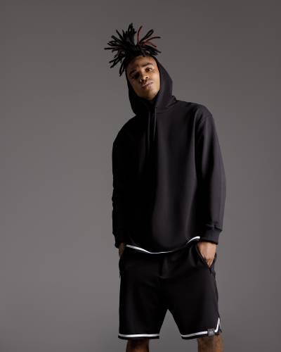 Худи черный с белой полоской внизу