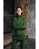 Лонгслив женский хомут на флисе зеленый