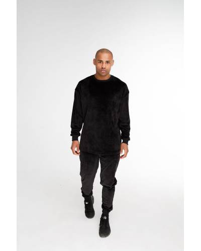 Лонгслив мужской велюр черный