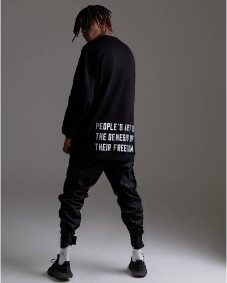 Long sleeve top with embroidery GENESIS black