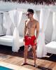Trunks men's red with white piping