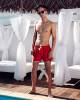 Trunks men's red with white piping
