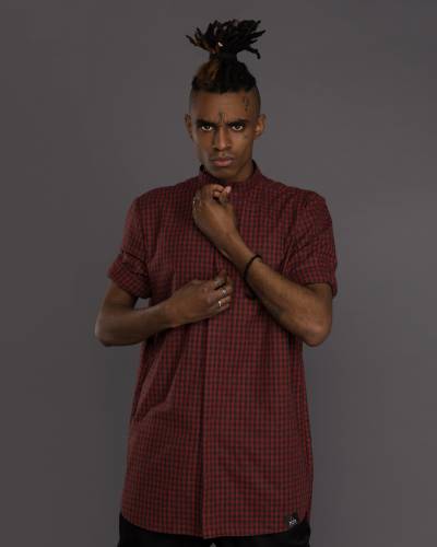 Рубашка удлиненная в красную клетку с коротким рукавом