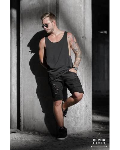 Шорты мужские джинсовые skinny рваные черные