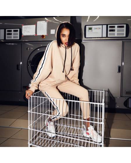 Women's Sport pants with stripes beige