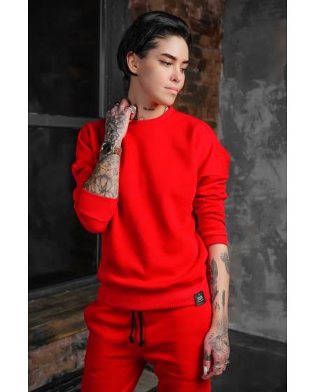 Світшоти жіночий OVERSIZE на флісі червоний