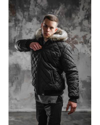 Куртка мужская стеганная с мехом черная
