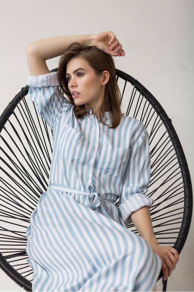 Striped shirt dress black and sale white