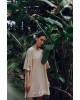 Платье-футболка MIDI OVERSIZE принт SHE No Nude - бежевое