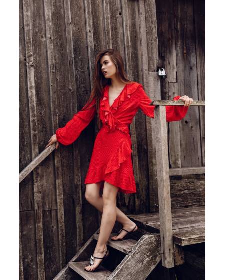 Dress with frills and print peas smell like red