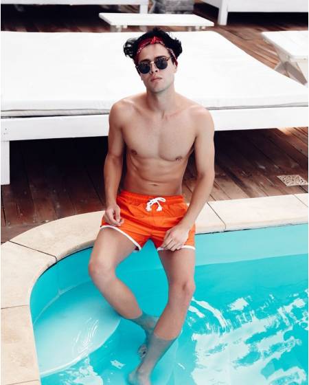 Trunks men's orange with white piping