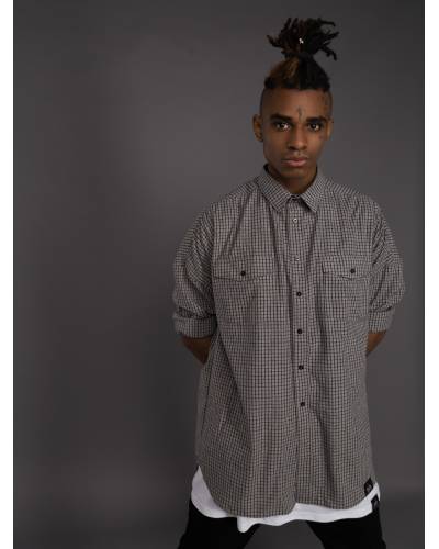 Рубашка мужская Oversize серая в клетку