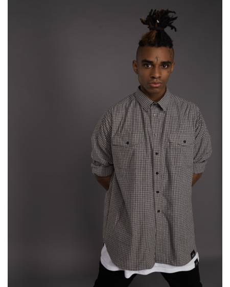 Сорочка чоловіча Oversize сіра в клітку