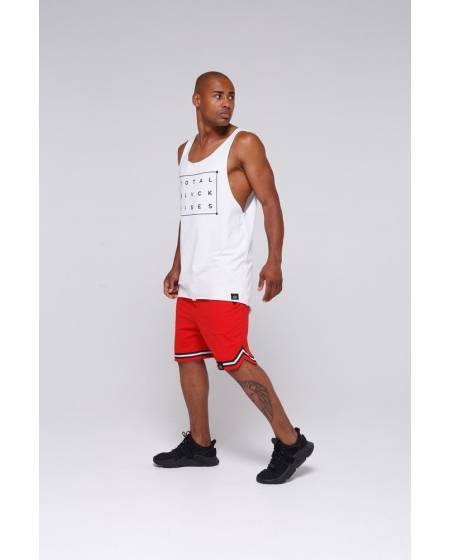 Men's shorts with red stripes at the bottom