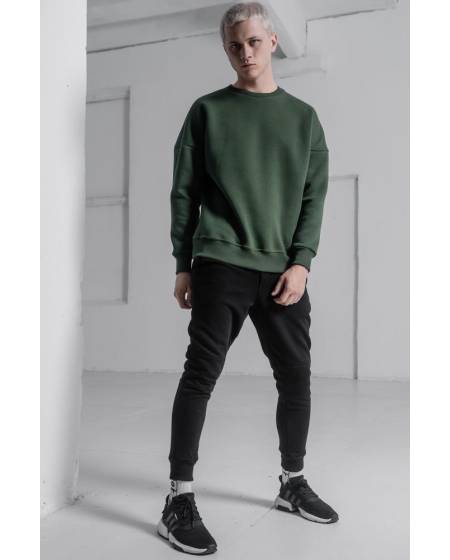 Світшот чоловічий OVERSIZE на флісі зелений