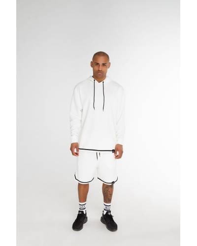 Худи мужской структурный с полоской внизу белый