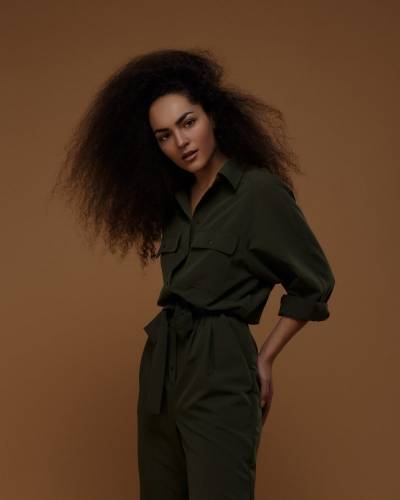 Комбинезон женский c поясом хаки