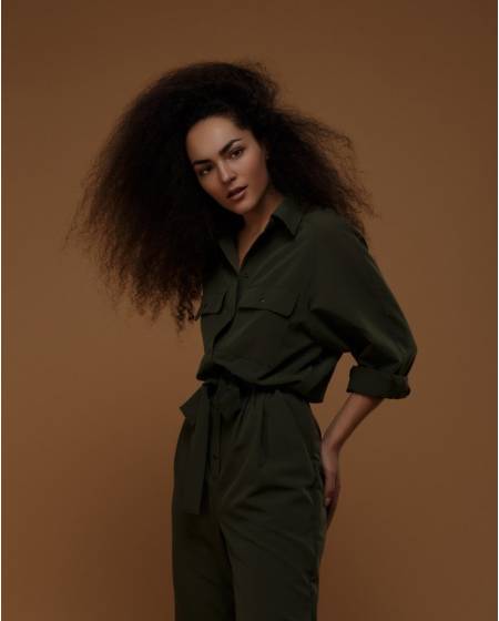 Rompers womens belt waist khaki