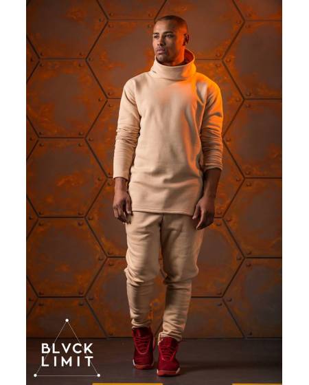 Лонгслив чоловічий хомут на флісі бежевий