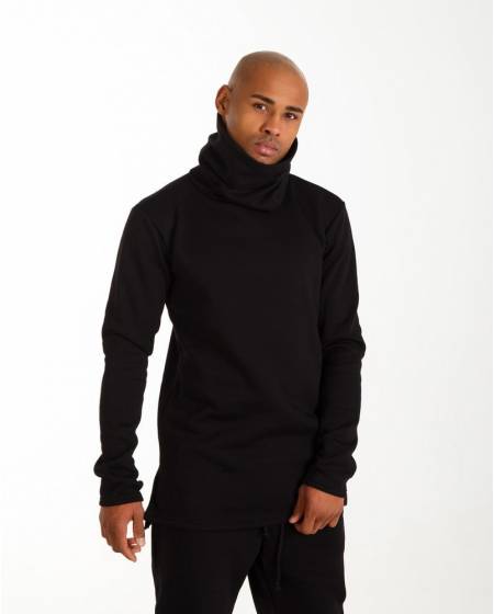 Лонгслив чоловічий хомут на флісі чорний