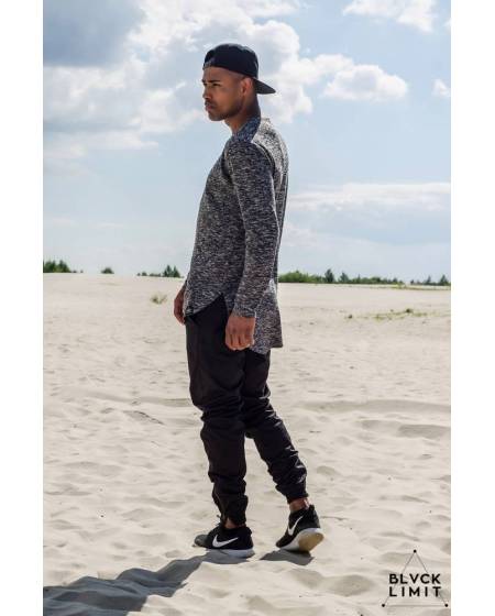 Лонгслив чоловічий меланж темно-сірий