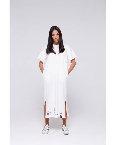 Платье макси принт SHE - белое