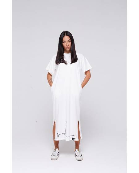 Dress maxi print SHE - white