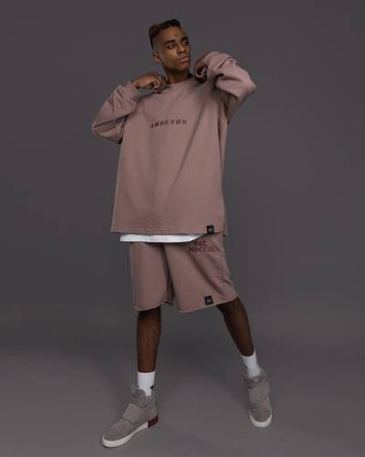 Шорты OVERSIZE с вышивкой est. MMXIII мокко