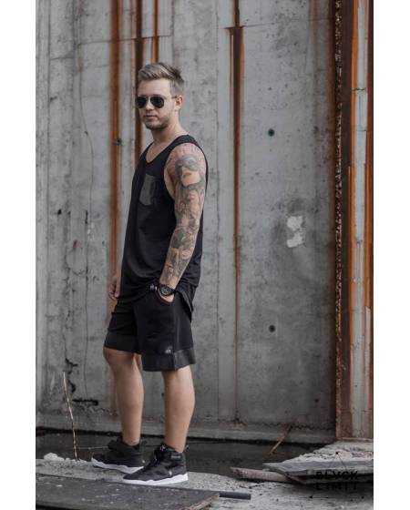 Men's shorts with faux leather black