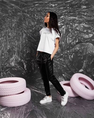 Pants women's eco leather black