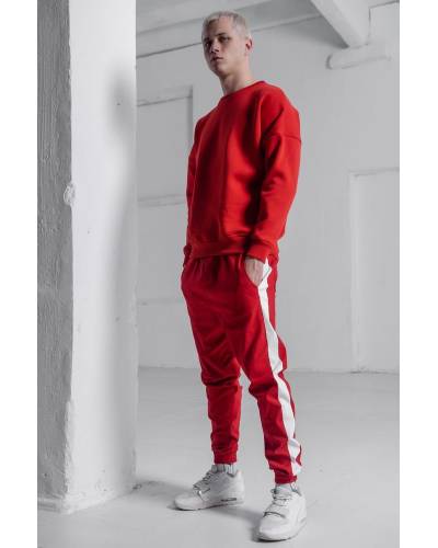 Свитшот мужской OVERSIZE на флисе красный