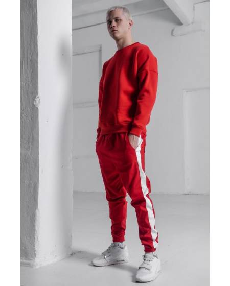 Світшот чоловічий OVERSIZE на флісі червоний