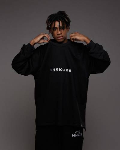 Свитшот OVERSIZE с вышивкой ИЛЛЮЗИЯ черный