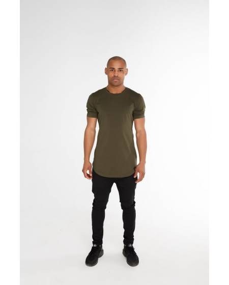 Men's basic t-shirt with a round bottom khaki