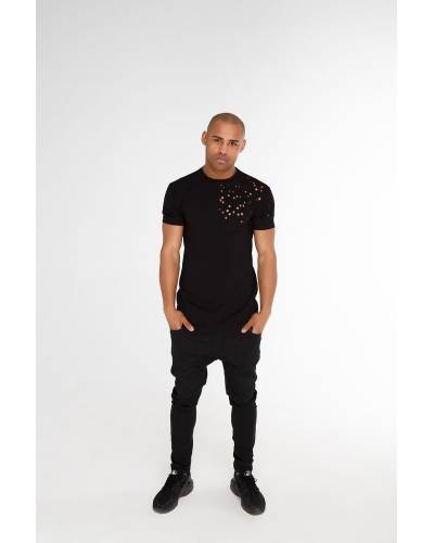 Футболка мужская с дырками черная