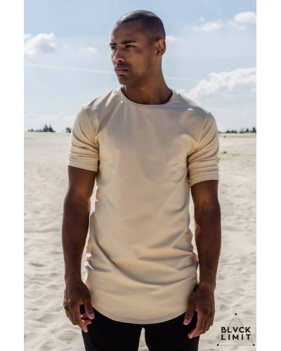 Футболка мужская с округленным низом бежевая
