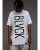 Футболка принт BLVCK вертикальний біла