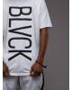 Футболка принт BLVCK вертикальний біла
