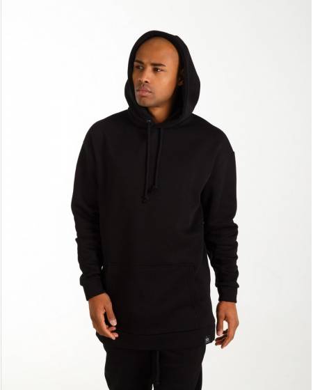 Худи мужское удлиненное на флисе черное