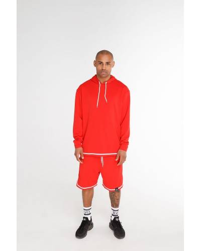 Худі чоловічий структурний з смужкою внизу червоний